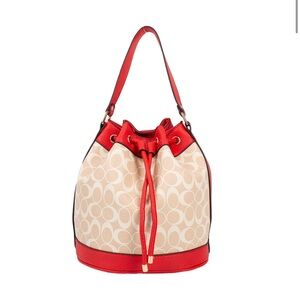 NEW Chic Boutique Red & Tan Bucket Bag